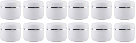 XINGZI 6PCS White 8 Oz (250ml) Cosmetic Jars with Liners and Dome Lids Empty Refillable Face Cream Lip Balm Lotion Bottles Plastic Storage containers for Household Use (Pack of 2)