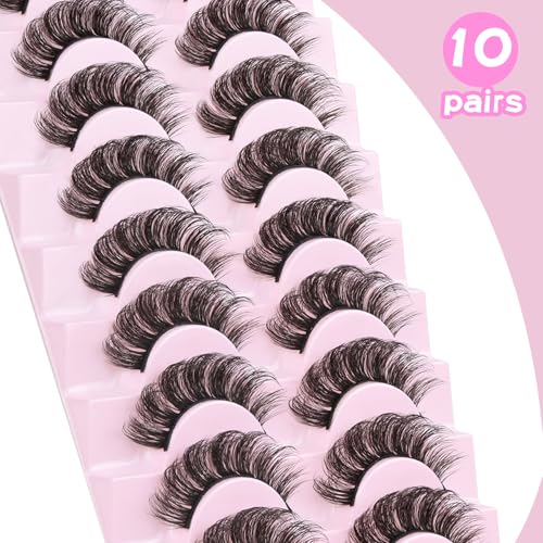 Losha DD Curl Russian Strip Lashes - 10 Pairs Wispy False Eyelashes