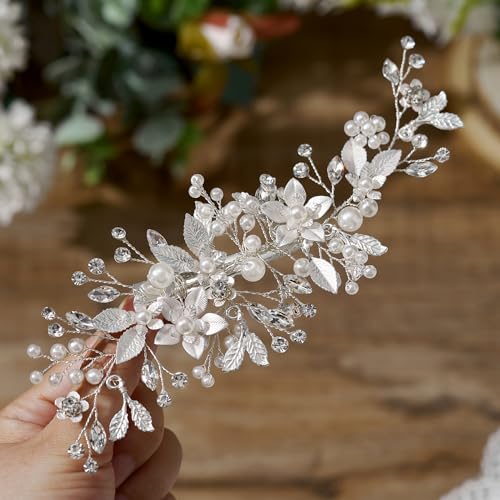 Silver Wedding Hair Clip with Rhinestones | Handmade Bridal