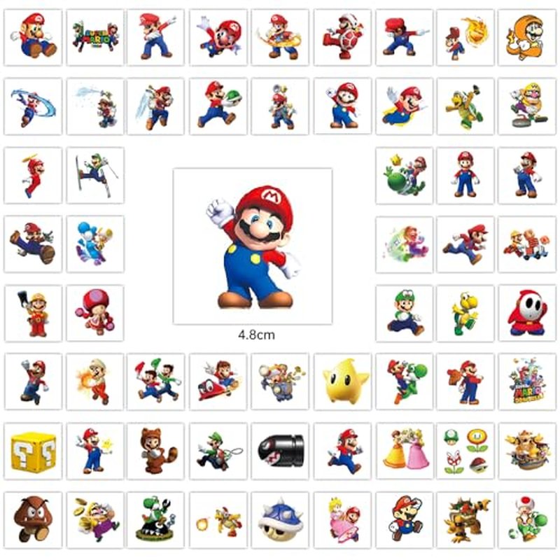 60 Pcs Cartoon Temporary Tattoos for Kids & Teens - Fun Anime Stickers