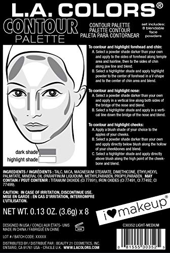 L.A. COLORS I Heart Makeup Contour Palette - 8 Shades
