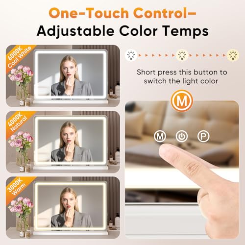 Sweetcrispy 22"x32" LED Vanity Mirror with Smart Memory & USB