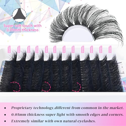 Yaiseiko 192pcs Eyelash Clusters 14-22mm Volume D Curl Lashes
