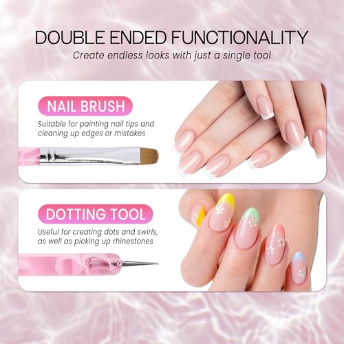 Ivy L Premium 2-Way French Gel Nail Brush & Dotting Tool - Pink Marble #18