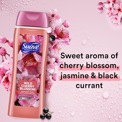 Suave Moisturizing Body Wash, with Ocean Breeze Scent and Vitamin E Extract & Moisturizing Body Wash, with Wild Cherry Blossom and Vitamin E Extract, No Parabens, No Phtahaltes