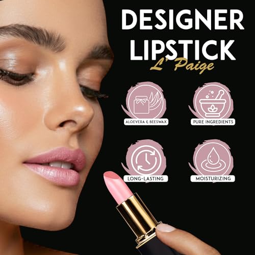 L'Paige Designer Lipstick ? Cool-Toned Pink with Iridescent Shimmer ? Aloe Vera-Based, Long-Lasting & Moisturizing Formula for a Smooth, Luxurious Feel ? Shade L44 Shimmery Ice Lipstick