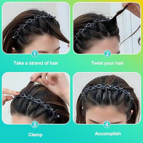 2-Piece Clip Headband Set for Easy DIY Hairstyles - Black & Brown