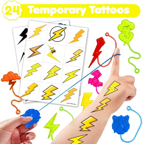 Lightning Stick Hands Party Favors - 48 Piece Set with Tattoos