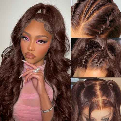 30 Inch Chocolate Brown Lace Front Wig Human Hair 200 Density Body Wave 13x6 Hd Lace Front Wigs Human Hair Pre Plucked 4# Brown Wig Human Hair Colored Wigs for Women