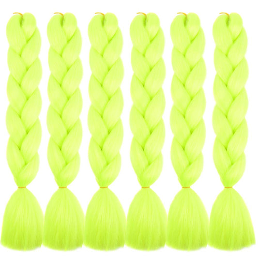 SHUOHAN 6 Packs Ombre Jumbo Braiding Hair Extensions 24 Inch High Temperature Synthetic Fiber Hair Extensions for Box Braids Braiding Hair (Yellow Green)