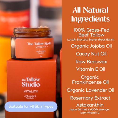 Antioxidant Tallow Face Balm - 100% Grass Fed & Organic | Handmade in Small Batches (1oz)