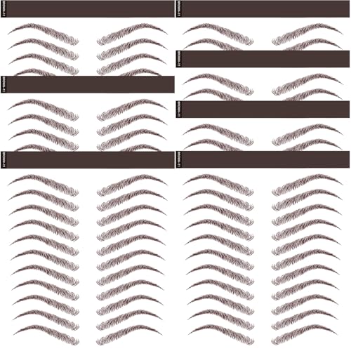 4D Eyebrow Tattoo Stickers - 77 Pairs Waterproof Chocolate Brown