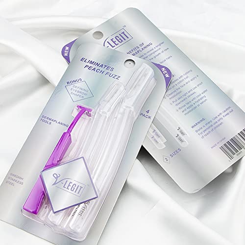 Dermaplaning Tools - Exfoliating Facial Razor Dermaplane for Women & Men Shaver to Exfoliate Refresh the Skin Peach Fuzz Eyebrow Hair Removal Blade 4 count Bonus Defining Shaper