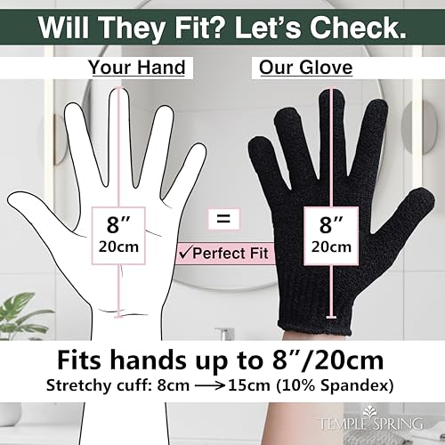 Temple Spring Exfoliating Gloves – Bamboo Rayon, 5-Finger Design