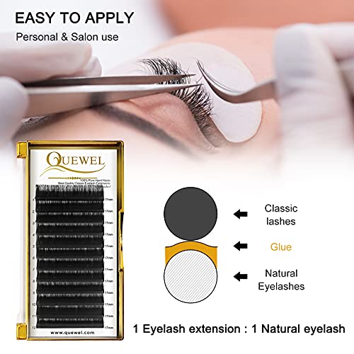 Classic Eyelash Extensions 0.07 C 17mm Lashes Extensions Supplies C/D Curl Single Length 9-20mm Mixed Length 9-16mm/15-20mm by QUEWEL (0.07 C 17)