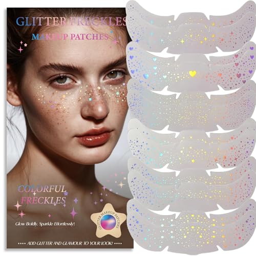 Holographic Glitter Freckles Face Tattoo Stickers - 12pcs