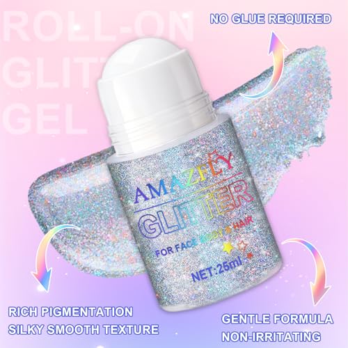 Holographic Roll-On Glitter Gel for Face & Body