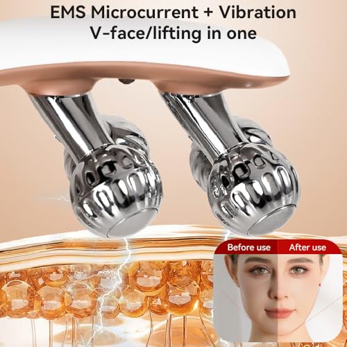 Face Massager Tool with 3D Roller, Facial Sculpting Tool, V Roller Face Lift Device with 3 Adjustable Settings for Home & Travel Use, Gentle Contouring & Skincare Absorption