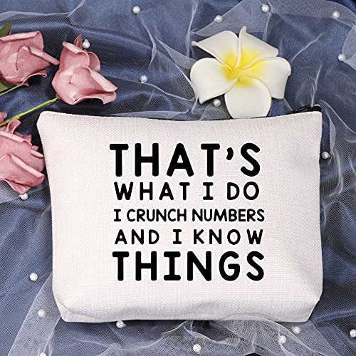 LEVLO Funny Accountant Gift That's What I Do I Crunch Numbers and I know Things Makeup Bags Calculator Student Graduation Gifts (That's What I Do I Crunch Numbers)