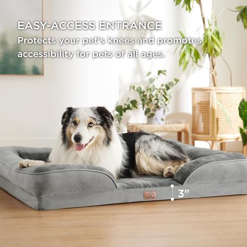 Bedsure Orthopedic Dog Bed for Extra Large Dogs - XL Washable Dog Sofa Beds Large, Supportive Foam Pet Couch Bed with Removable Washable Cover, Waterproof Lining and Nonskid Bottom, Grey