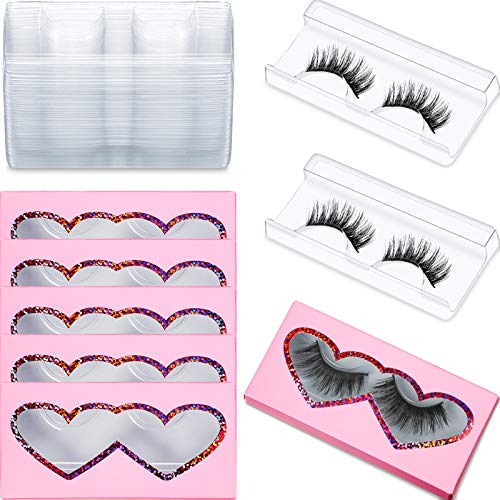 Maitys 30 Pack Empty Eyelash Boxes with Lash Trays | Pink