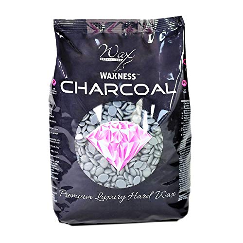 Waxness Charcoal Hard Wax Beads 1.1 lb (500 g) ? Premium Synthetic Rosin-Free Stripless Wax with Creamy Film Formula for Sensitive Areas, Professional Use ? Made in Italy