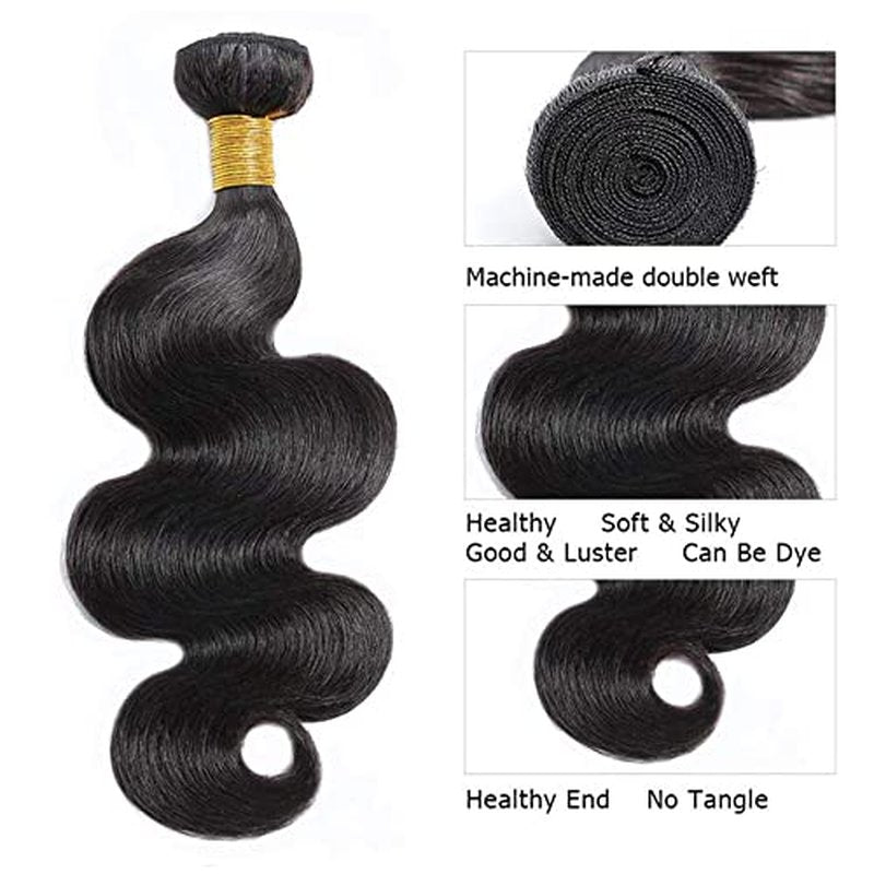 Brazilian Body Wave Hair Bundles #1B Natural Black 22-26in
