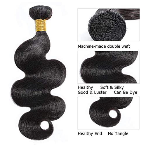 WuvuSnm Body Wave Hair Bundles 3 Pcs Brazilian Remy 1B Black 28-32 Inch