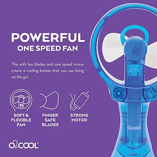 O2COOL Deluxe Handheld Battery Powered Water Misting Fan (Light Blue)