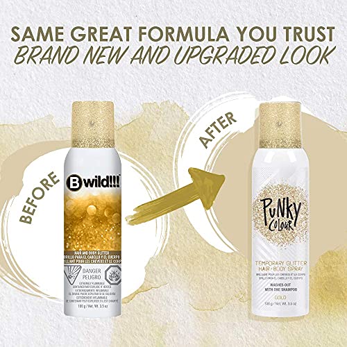 Punky Gold Glitter Spray for Hair & Body, 3.5 oz
