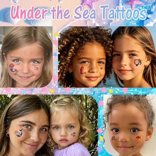 Mermaid Temporary Tattoos for Kids - 10 Sheets 90+ Designs