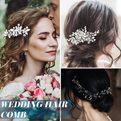 Maitys 44pc Wedding Hair Comb Clips Pearl Crystal Rhinestone Set