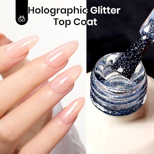 Beetles No Wipe Glitter Gel Top Coat 15ml - Reflective Silver Sparkle Finish