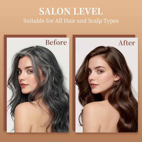 Dark Brown Hair Dye Shampoo - 100% Gray Coverage, 3-in-1 Formula