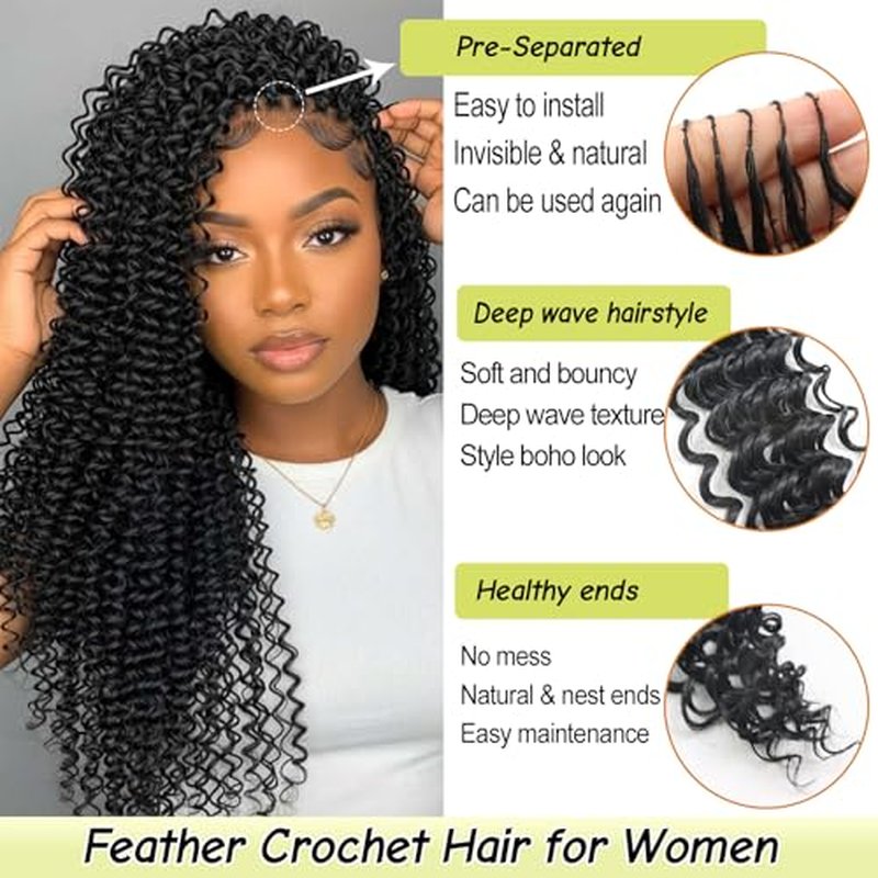 18 Inch Deep Wave Crochet Hair for Black Women - 100 Strands