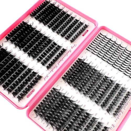 200D-60D large capacity eyelash book single cluster artificial mink false eyelashes 500pcs thick eyelashes 0.07mm D curly false eyelashes 10-18mm mixed mink lashes (Spikes40D50D+60D80D100D)