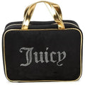Juicy Couture Black Makeup Bag Cosmetics Organizer Travel Essentials Weekender Velour Rhinestone Gold Trim