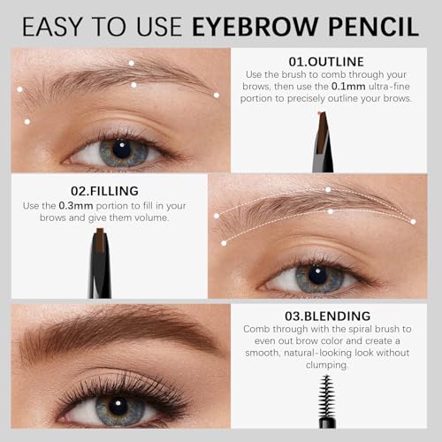 MAVENI Microblading Eyebrow Pencil - 0.1mm Ultra-Fine, Waterproof, Black