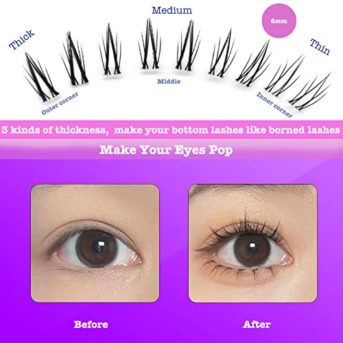 DAODER Bottom Lash Clusters - 90pc DIY Wispy Clear Band Extensions 6mm