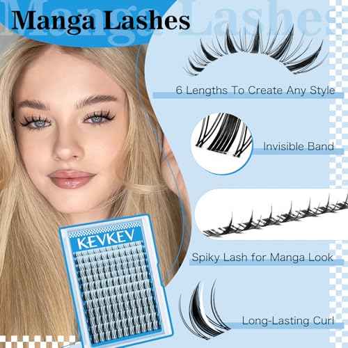Fairy Lash Clusters Kit Manga Lash Extension Kit Invisible Band Anime Spiky Lash Clusters Eyelash Clusters Kit with Lash Bond and Seal(Fairy Kit-8-18mix)