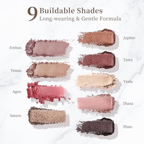 Color Nymph Naked Eyeshadow & Blush Palette Set?Highly Pigmented Blush Highlighter Bronzer Makeup Palettes?Travel Friendly Shimmer Powder Face Pallet