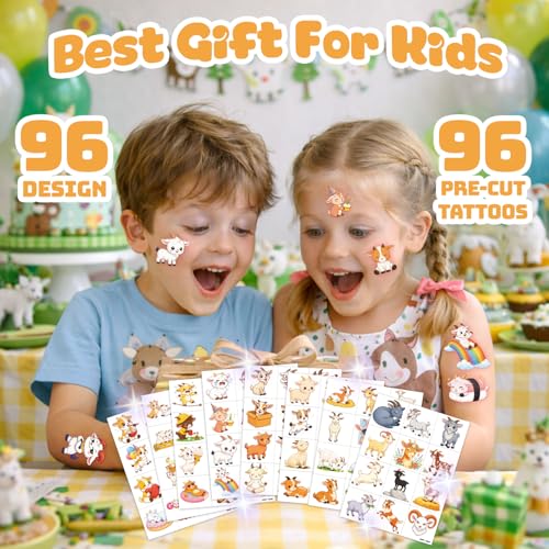 96 PCS Goat Temporary Tattoos for Kids