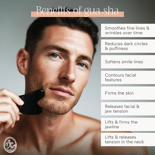 Mount Lai Obsidian Gua Sha Facial Tool ? The Stone of Transformation ? 100% Genuine Black Obsidian Stone Face Sculpting Tool for Lymphatic Drainage, Puffiness Reduction & Jaw Tension Relief