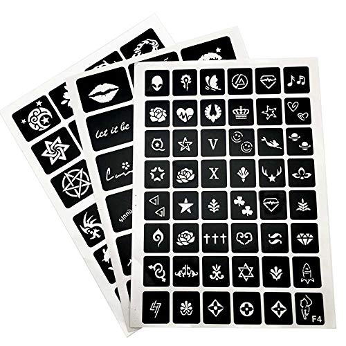 20 Sheets Temporary Tattoo Stencil Kit - Self-Adhesive Body Art Templates
