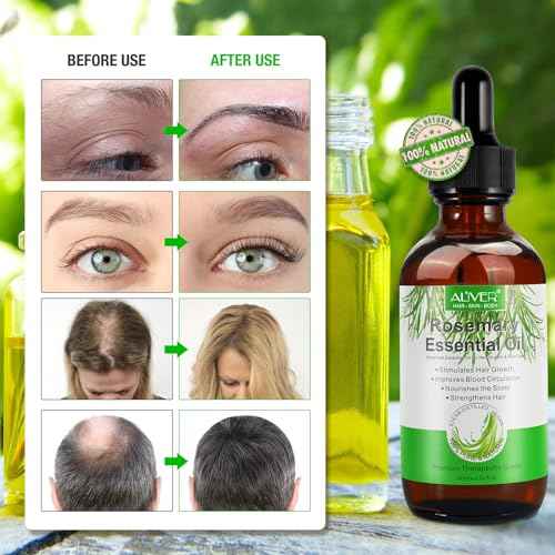 Rosemary Oil for Hair Growth 2.02 Fl Oz with Scalp Massager, Pure Rosemary Essential Oil for Eyelashs, Eyebrows, Face, Skin Care, Body Massage, Nourishes The Scalp, Improve Blood Circulation