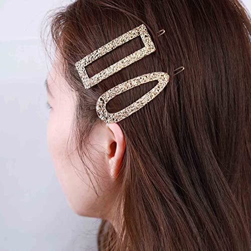 Iaceble Boho Rectangle Hairclip Pin Retro Geometric Hair Barrettes Metal Rectangle Side Clip Hair Clip Minimalist Gold Hairpins Decorative Hair Accessories for Women and Girls Headdress(Rectangle)