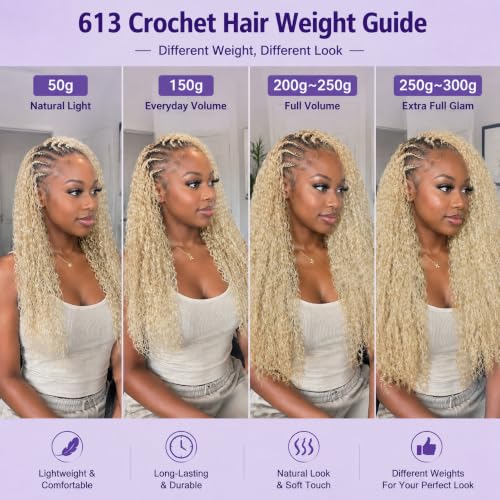 Surrku 16 Inch Blonde Human Crochet Hair - Burmese Curly Deep Wave