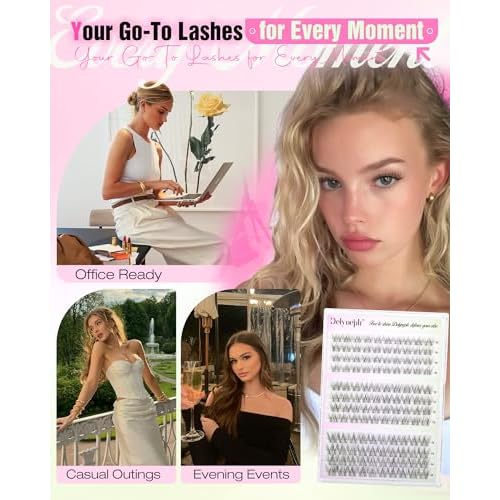 Natural Lash Clusters Short Eyelash Clusters Wispy Cluster Eyelash Extensions Clear Band Lash Extensions Individual Lashes Pesta?as Postizas Naturales by Delyneph(10-14mm, C Curl)