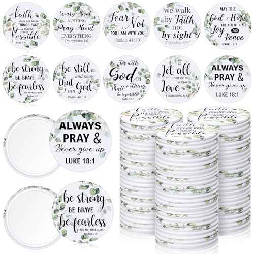 Yaomiao 160 Pcs Mini Christian Compact Mirror Bulk Inspirational Bible Verse Pocket Mirrors Small Portable Religious Gifts for Women Volunteer Employee Coworkers Sunday Church Party Favors