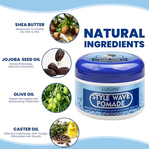 360 Wave Pomade for Men with Shea Butter & Jojoba Oil